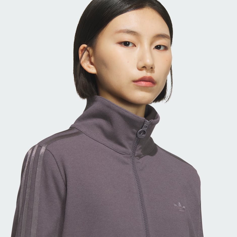 Ribbed Collar Full-Zip Track Top