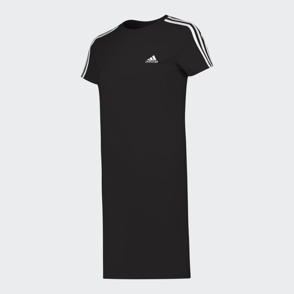 Clothing - ESSENTIALS 3-STRIPES COTTON LYCRA FITTED TEE DRESS - Black ...