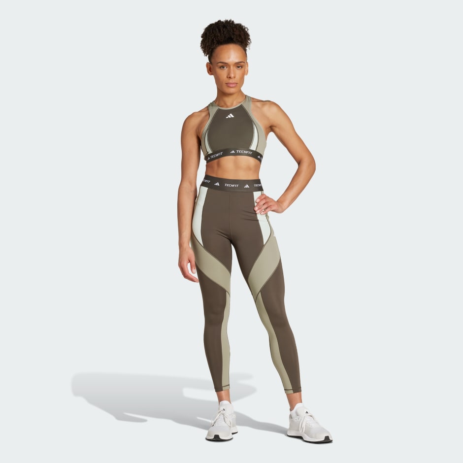 TECHFIT Medium-Support High-Neck Colorblock Bra