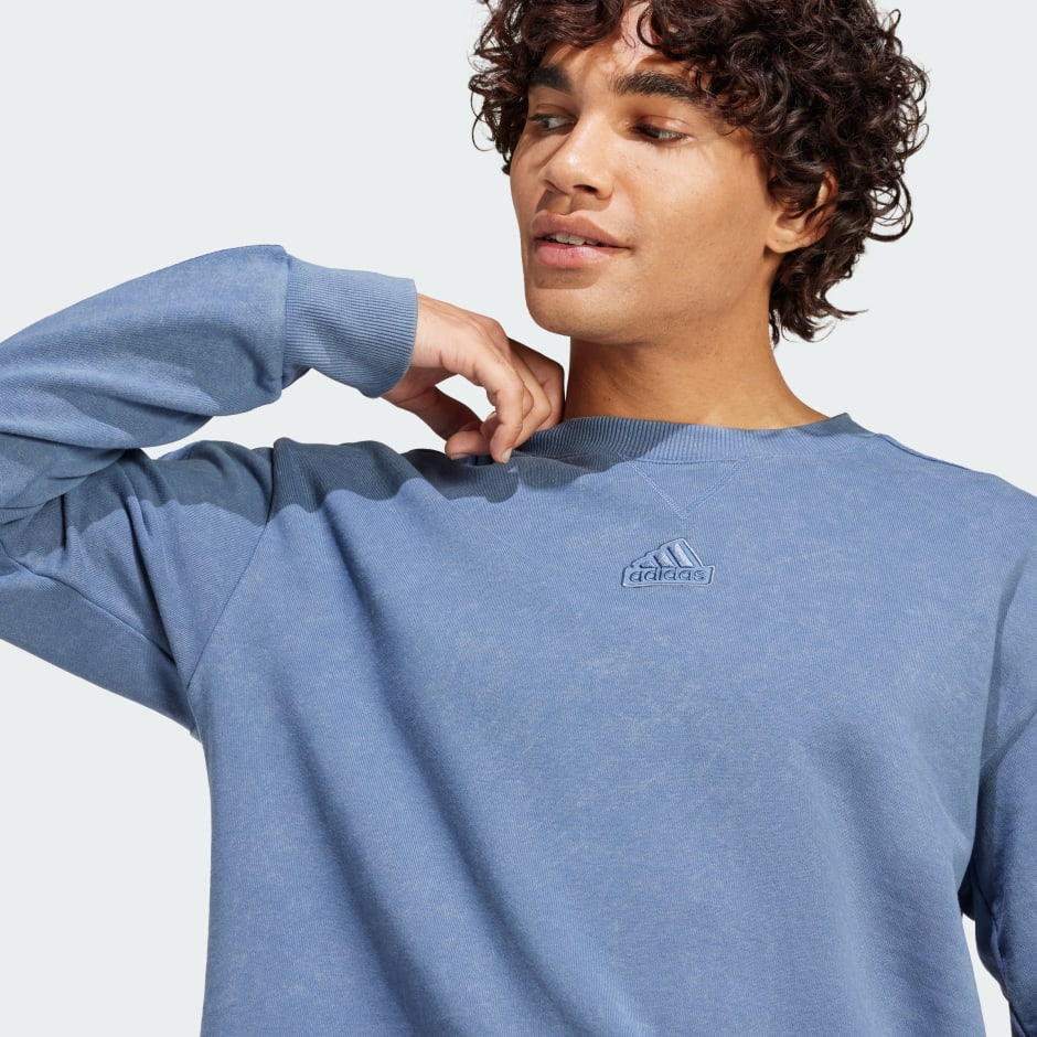 ALL SZN French Terry 3-Stripes Garment Wash Crew Sweatshirt