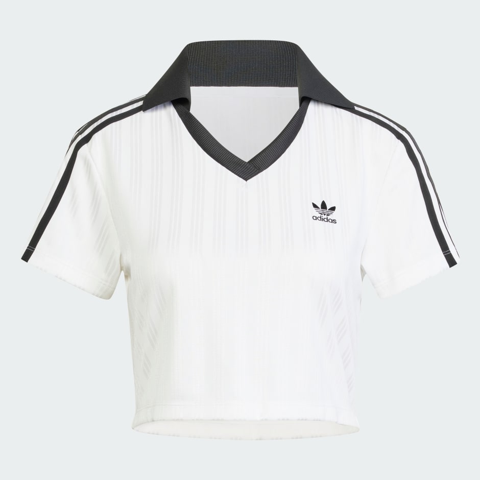 Adicolor Football Jacquard V-Neck Crop Polo Shirt