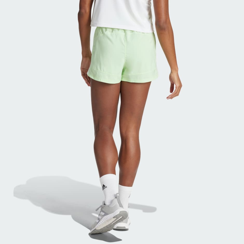 adidas Pacer Training 3-Stripes Woven High-Rise Shorts - Green | adidas UAE