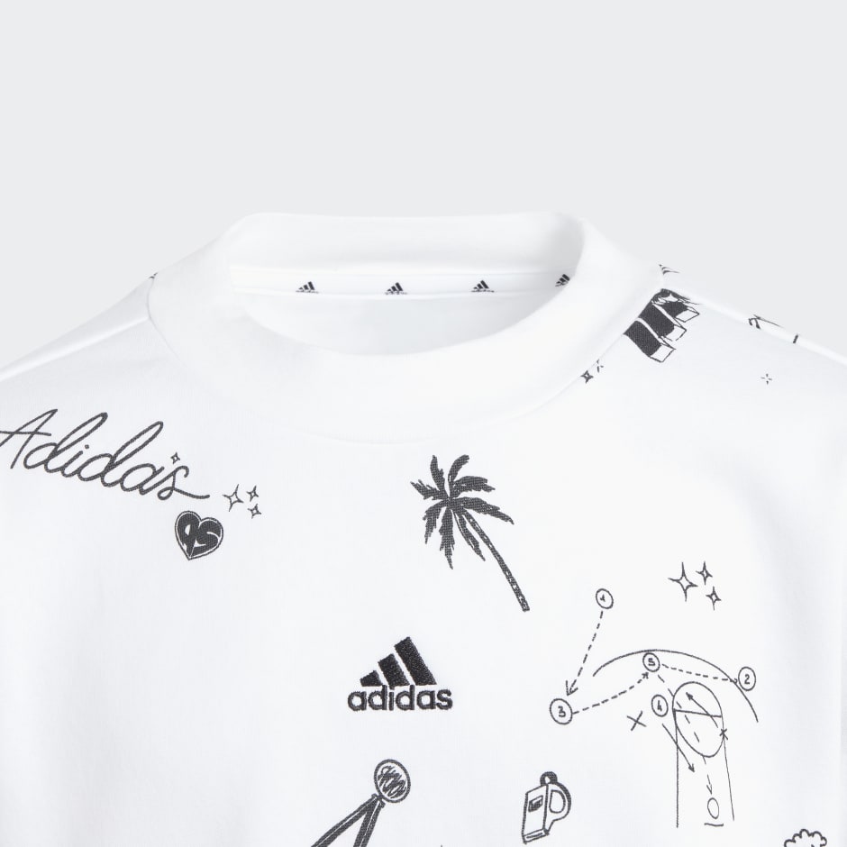 Buy adidas White Junior Brand Love Allover Print White T-Shirt from Next  Luxembourg