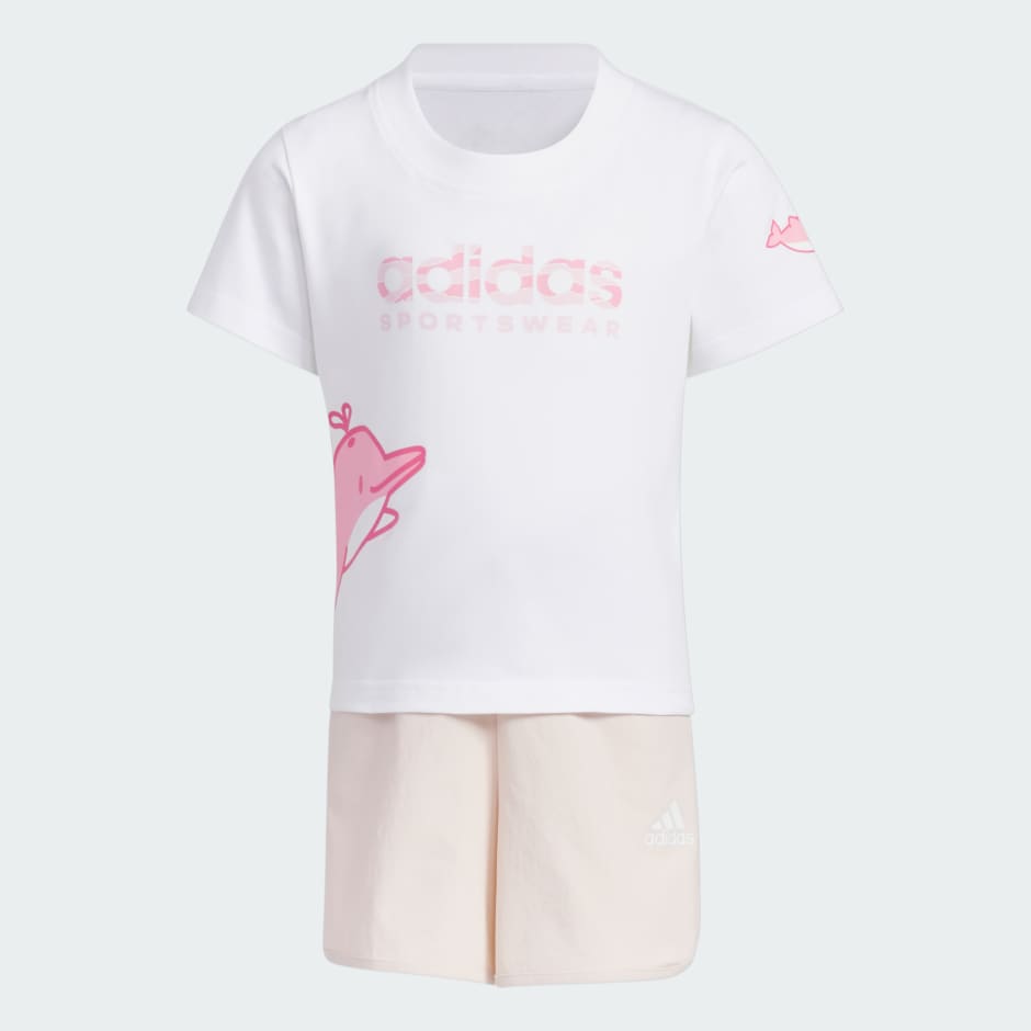 Adidas Knit Tee and Stretchy Woven Shorts Set Kids