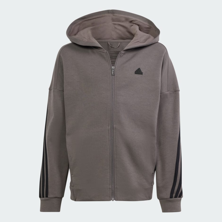 adidas Future Icons 3-Stripes Full-Zip Hooded Track Top - Brown ...
