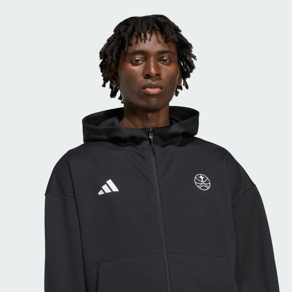 BLUZĂ DE TRENING PARIS BASKETBALL TRAVEL Z.N.E. CU FERMOAR DE SUS P&Acirc;NĂ JOS ȘI GLUGĂ, PENTRU BĂRBAȚI