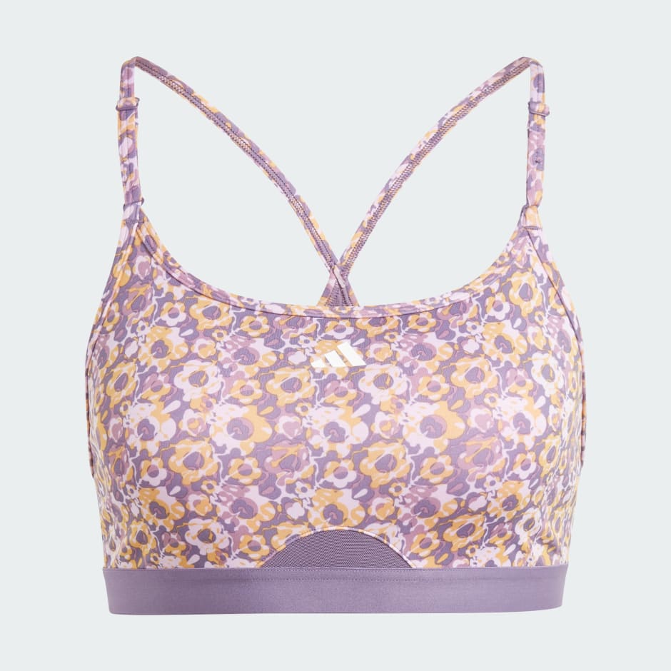 adidas Womens Light-Support Flower Print Bra in Grey