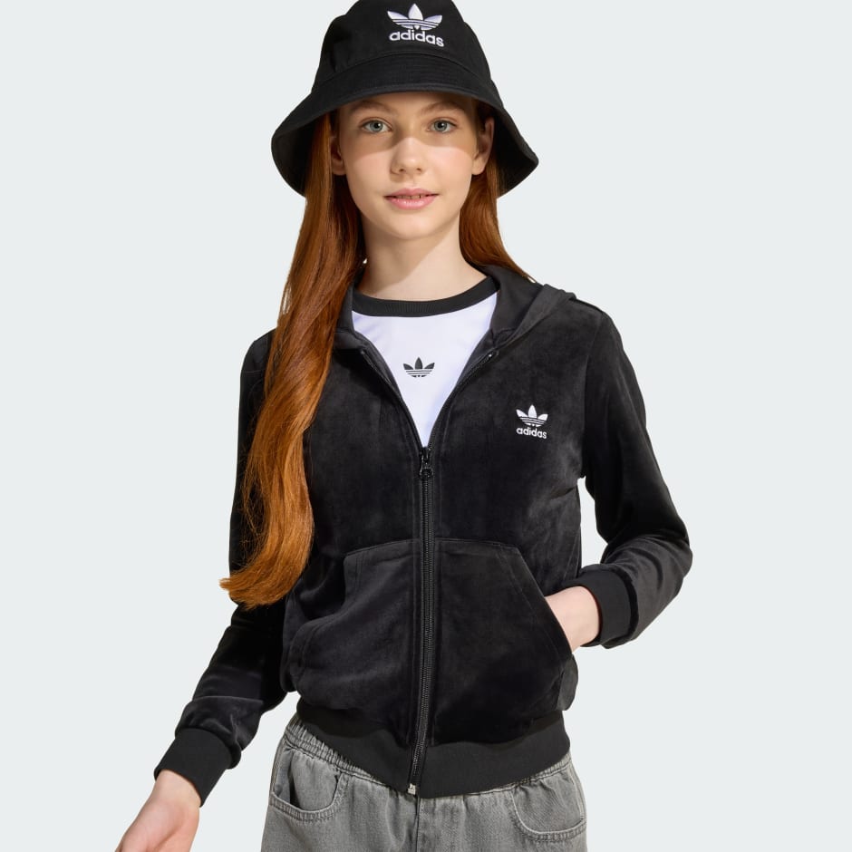 Hanorac din velur cu fermoar