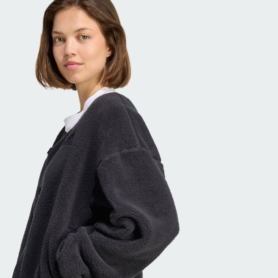 Cardigan din fleece Future Icons cu 3 dungi