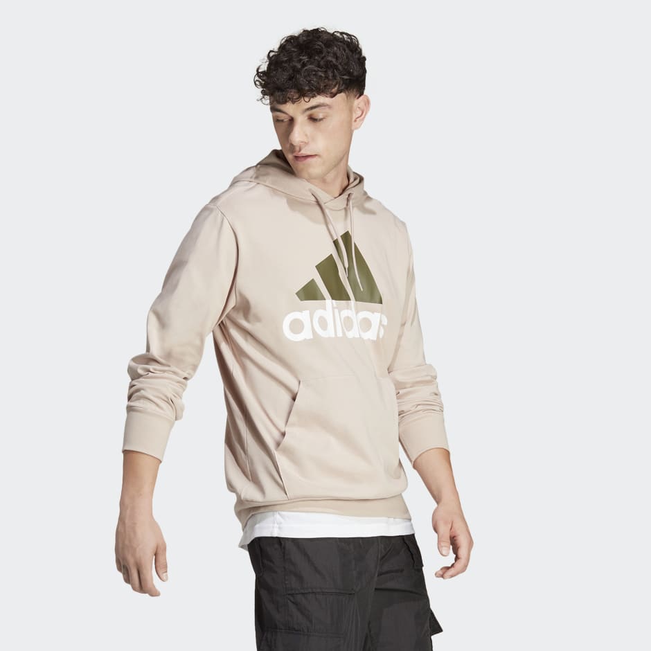 Men's Clothing - Essentials Logo Hoodie - Brown | adidas Egypt