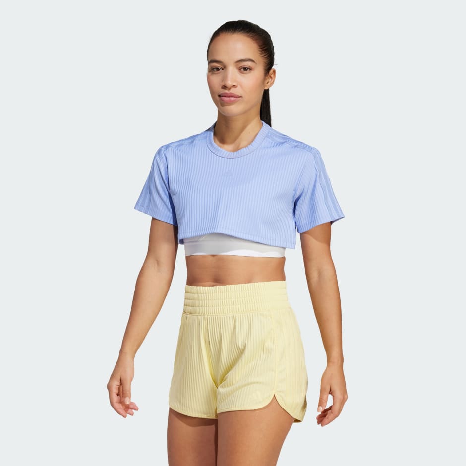 All Gym Seasonal Rib Crop Tonal 3-Stripes Tee