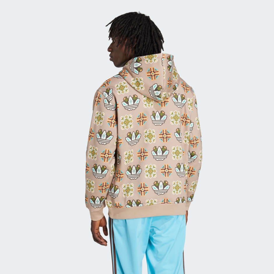 Tile Allover Print Loose Hoodie