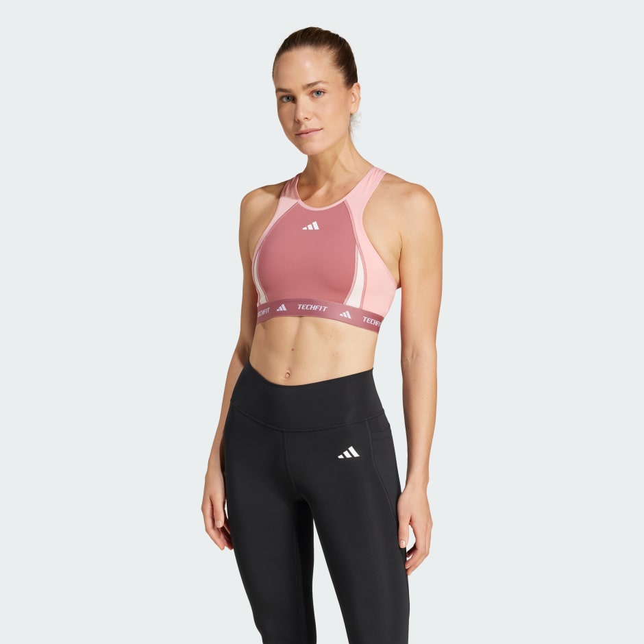 TECHFIT Medium-Support High-Neck Colorblock Bra