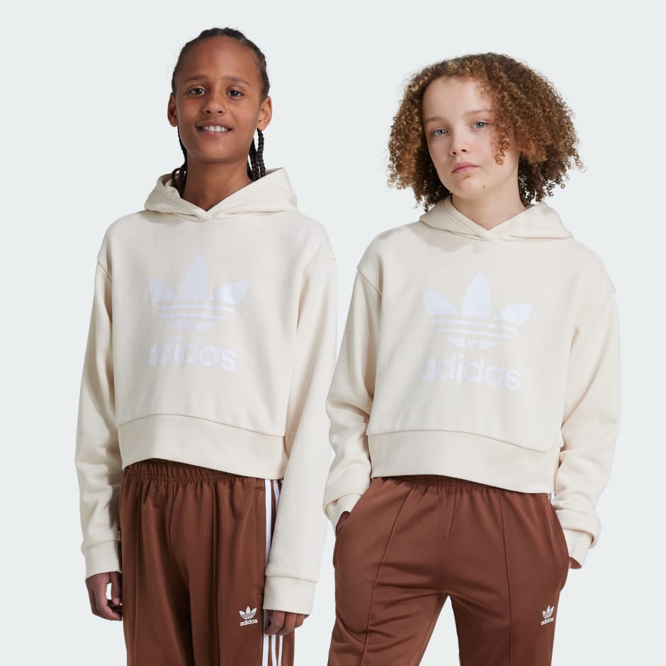 adidas Adicolor Crop Hoodie Kids - White | adidas GH