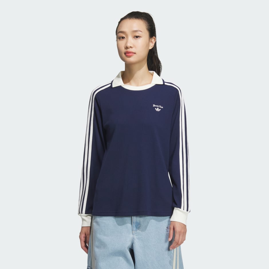 ★adidas★ Retro Sports Sporty Club Long Sleeve Tee JM8011 Retro Sport Sporty Club Long Sleeves Tee - Blue | adidas