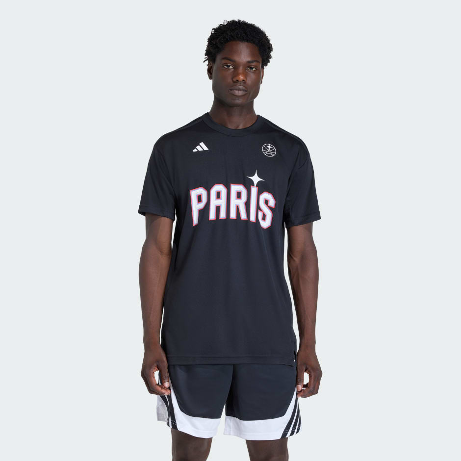 TRICOU CU M&Acirc;NECĂ SCURTĂ PARIS BASKETBALL WARM UP PENTRU BĂRBAȚI