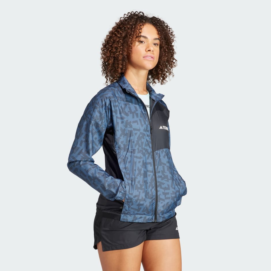 Clothing - Terrex Trail Running Wind Jacket - Blue | adidas South Africa