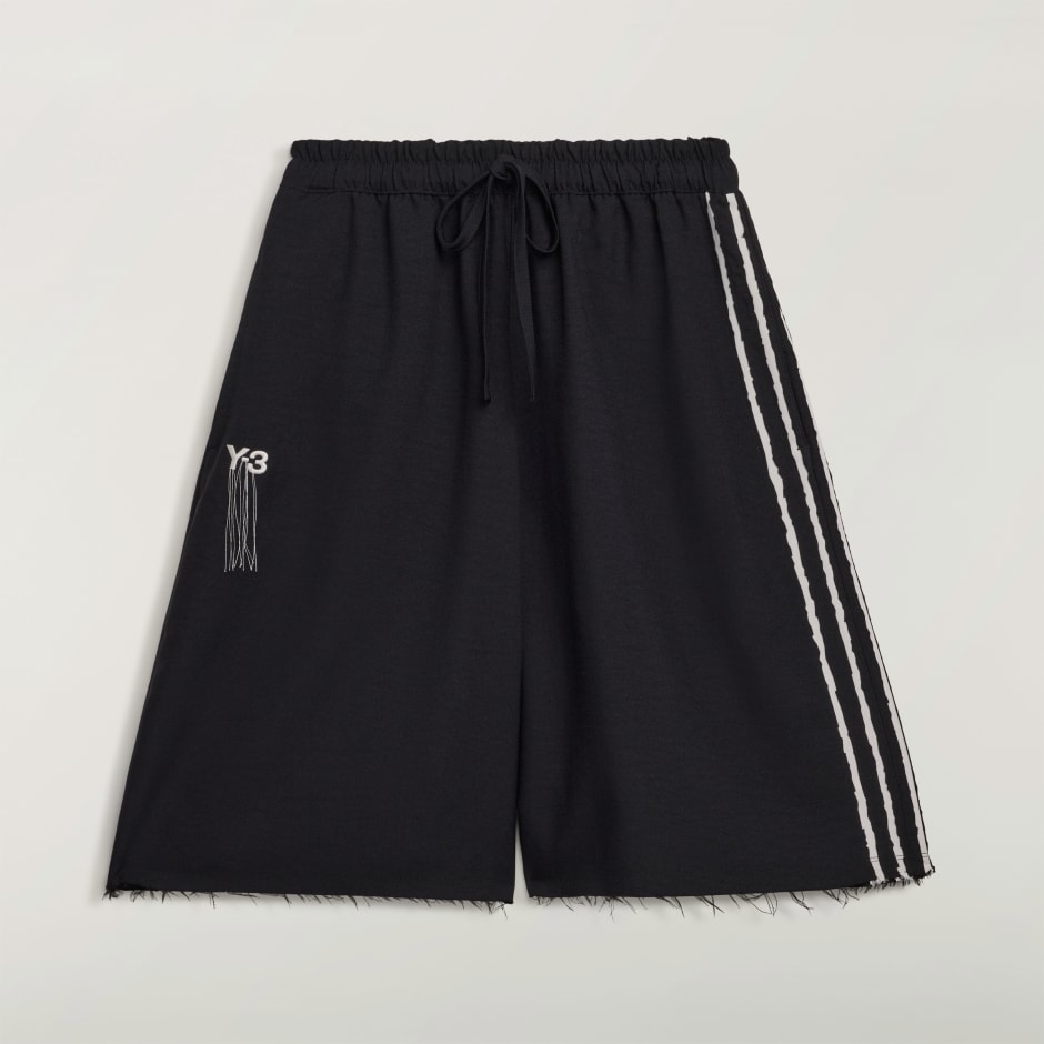 PANTALONI SCURȚI Y-3 SPORT UNIFORM RAW CUT CU 3 DUNGI