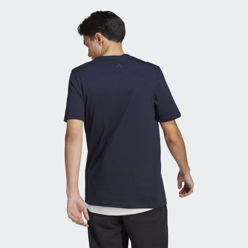 Tricou Essentials cu logo brodat liniar din tricot simplu