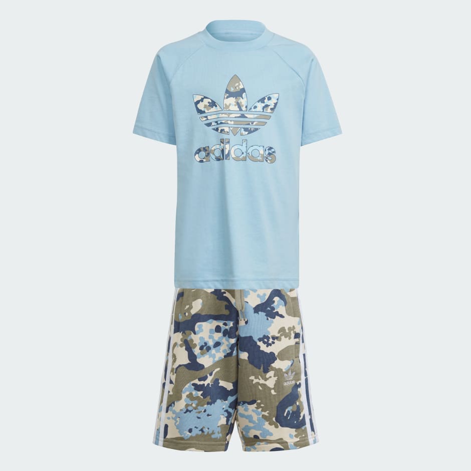 Adidas blue hot sale camo shorts