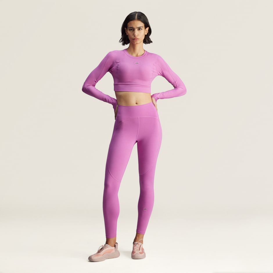 Top scurt cu m&acirc;necă lungă de Yoga TrueStrength adidas by Stella McCartney