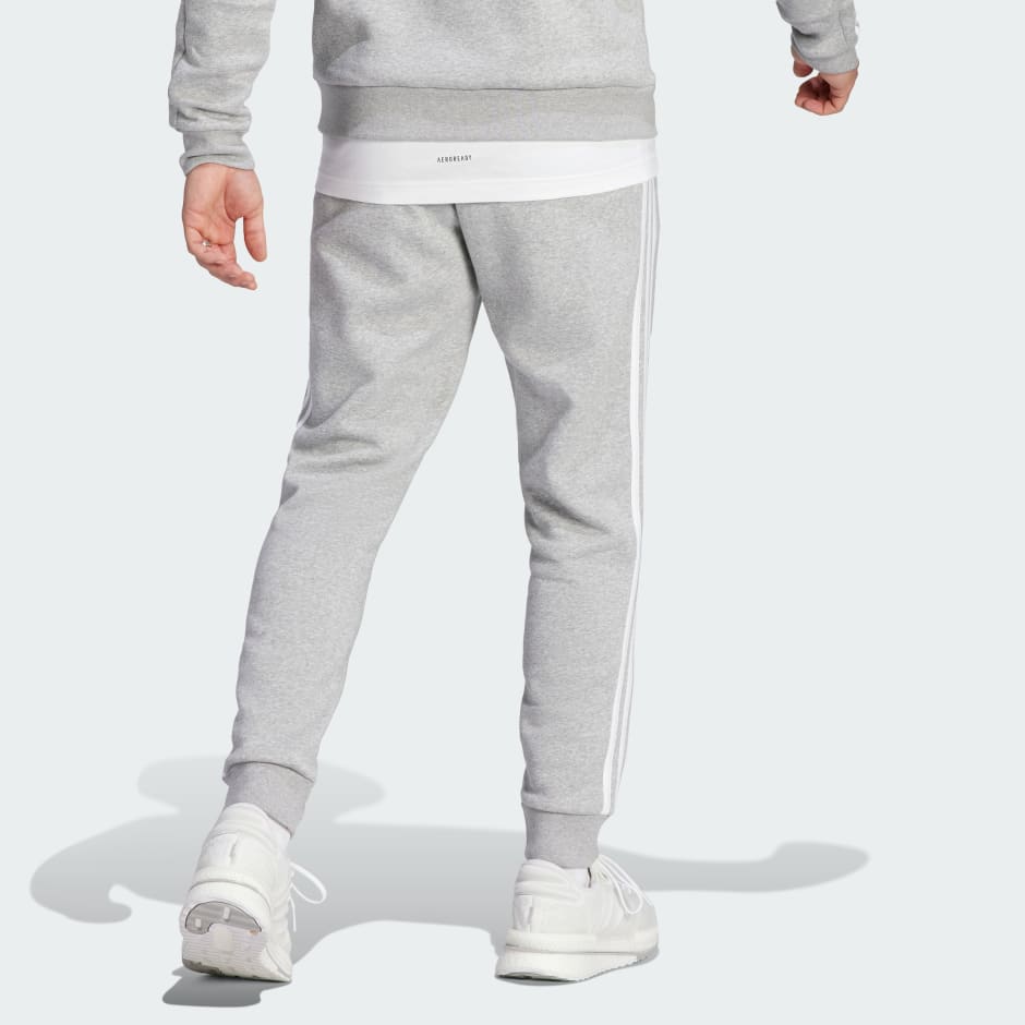 adidas Essentials Fleece 3-Stripes Tapered Cuff Pants - Grey | adidas TZ | 