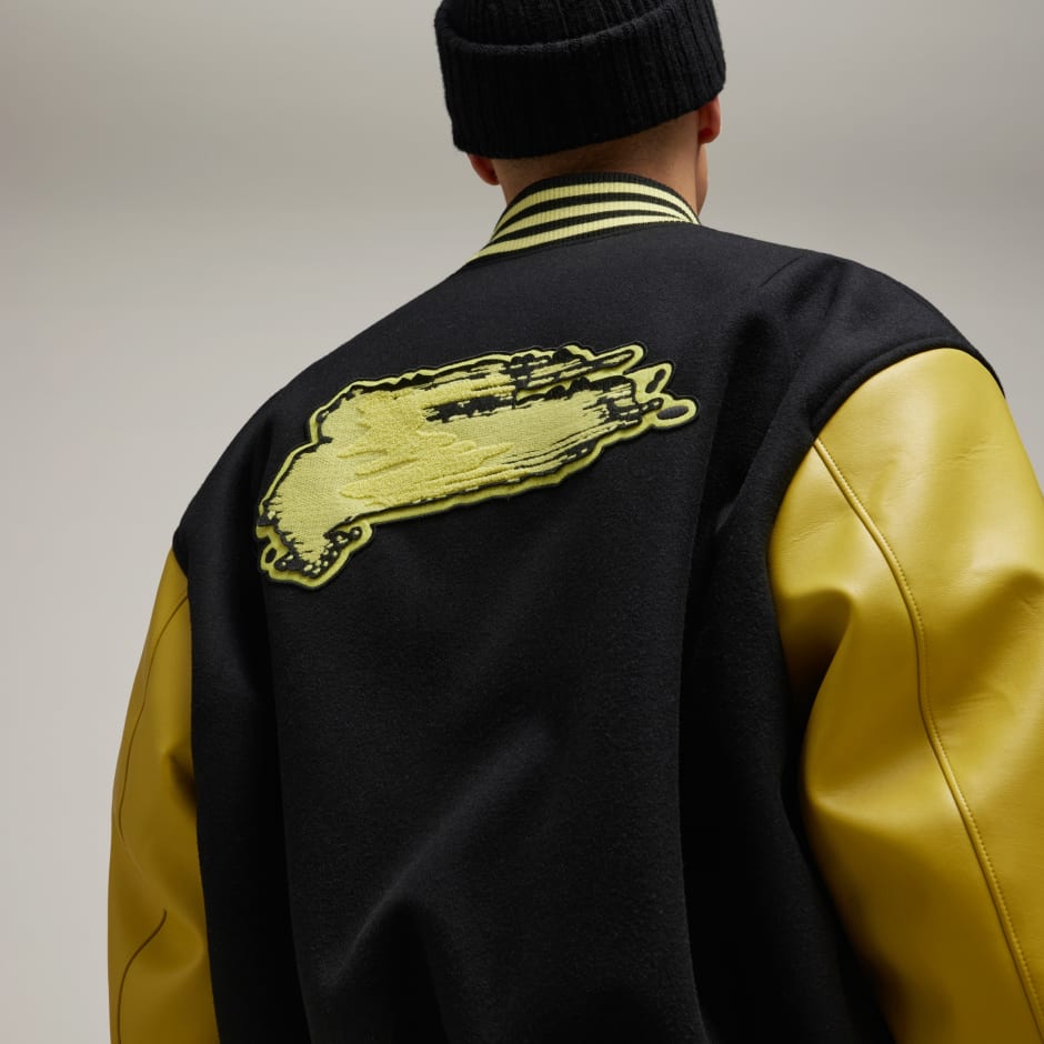 Black & Yellow Leather Varsity Jacket