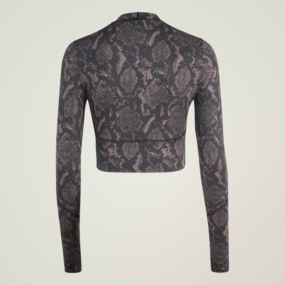 Bluză de antrenament scurtă cu m&acirc;necă lungă adidas by Stella McCartney, cu imprimeu