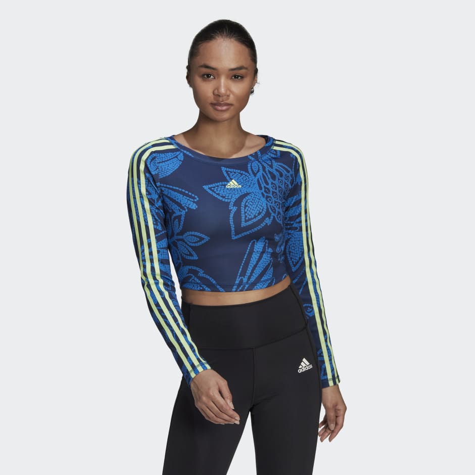 Escabullirse caravana Gasto adidas FARM Rio Crop Long Sleeve Shirt - Blue | adidas KW