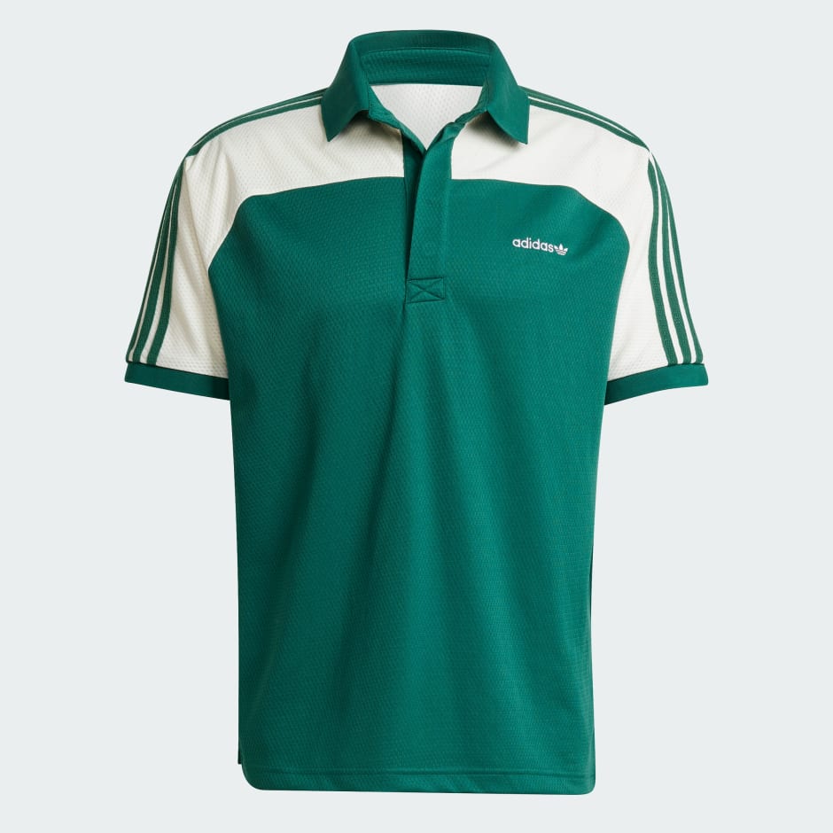 Tricou polo premium din plasă, cu 3 dungi și guler Perkins, în stilul anilor '80