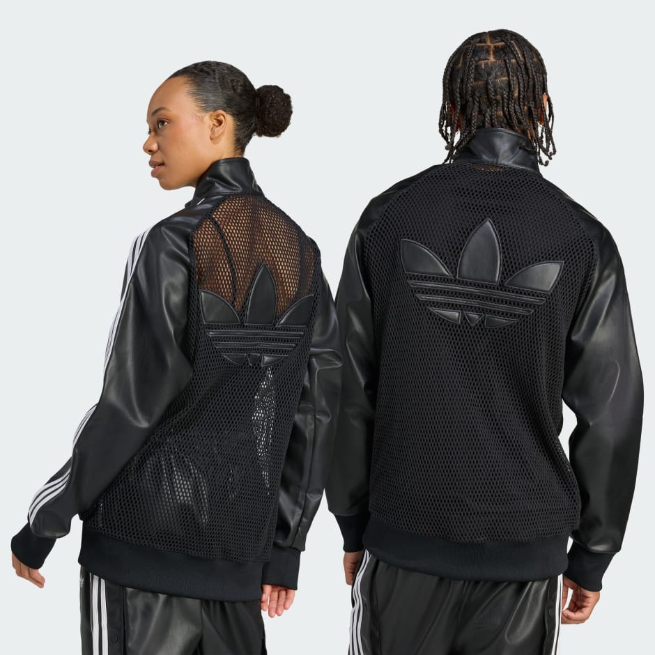 Jachetă sport adidas x Jeremy Scott, din piele artificială și plasă