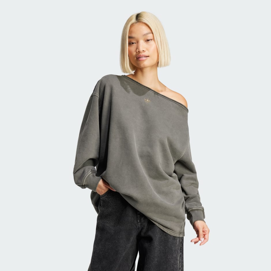 Washed Off-Shoulder Sweatshirt
