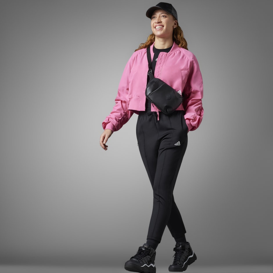 Pink adidas cheap crop jacket