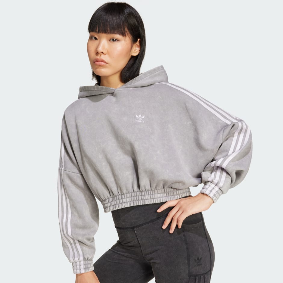 Washed-Out Crop Oversized Zip Hoodie