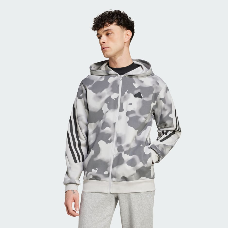 Future Icons 3-Stripes Allover Print Full-Zip Hoodie