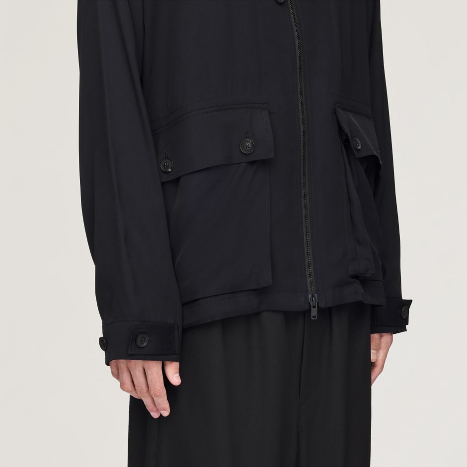 Bluză cu fermoar Y-3 din twill, cu țesătură diagonală