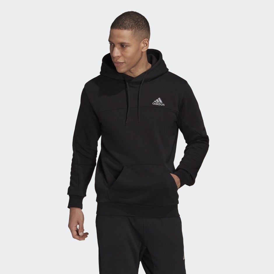 Clothing - Stadium Fleece Badge of Sport Hoodie - Black | adidas South ...