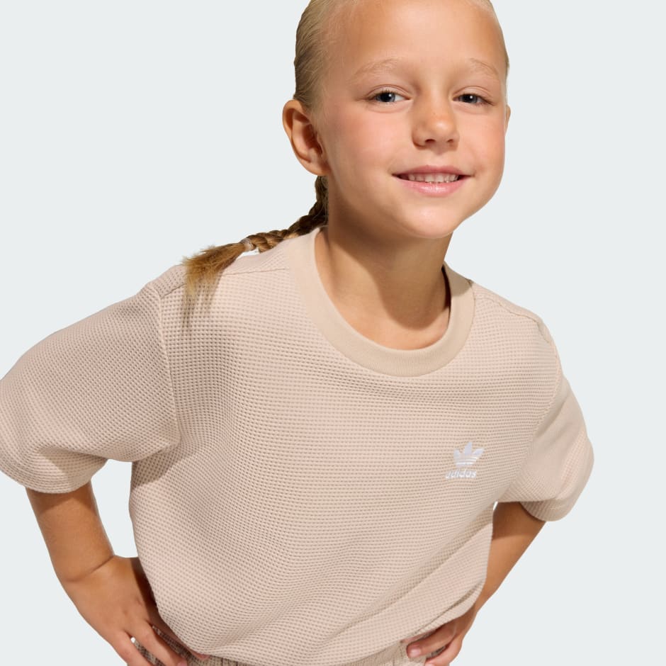 סט חולצת טי ומכנסיים קצרים Loose Waffle