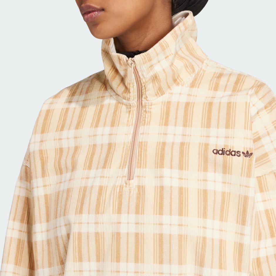 Corduroy Tartan 1/2 Zip Top