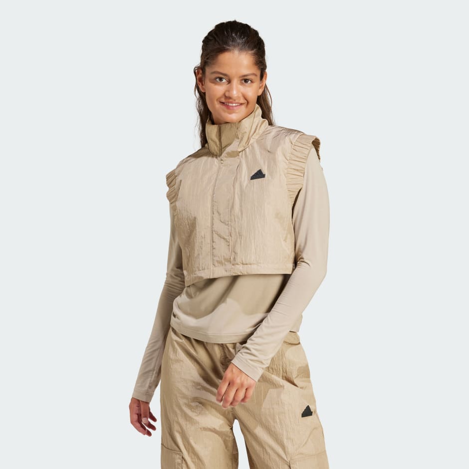 adidas City Escape Camo Print Crop Vest - Grey, Women's Lifestyle