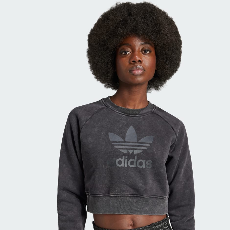 Washed Cropped Trefoil Sweatshirt