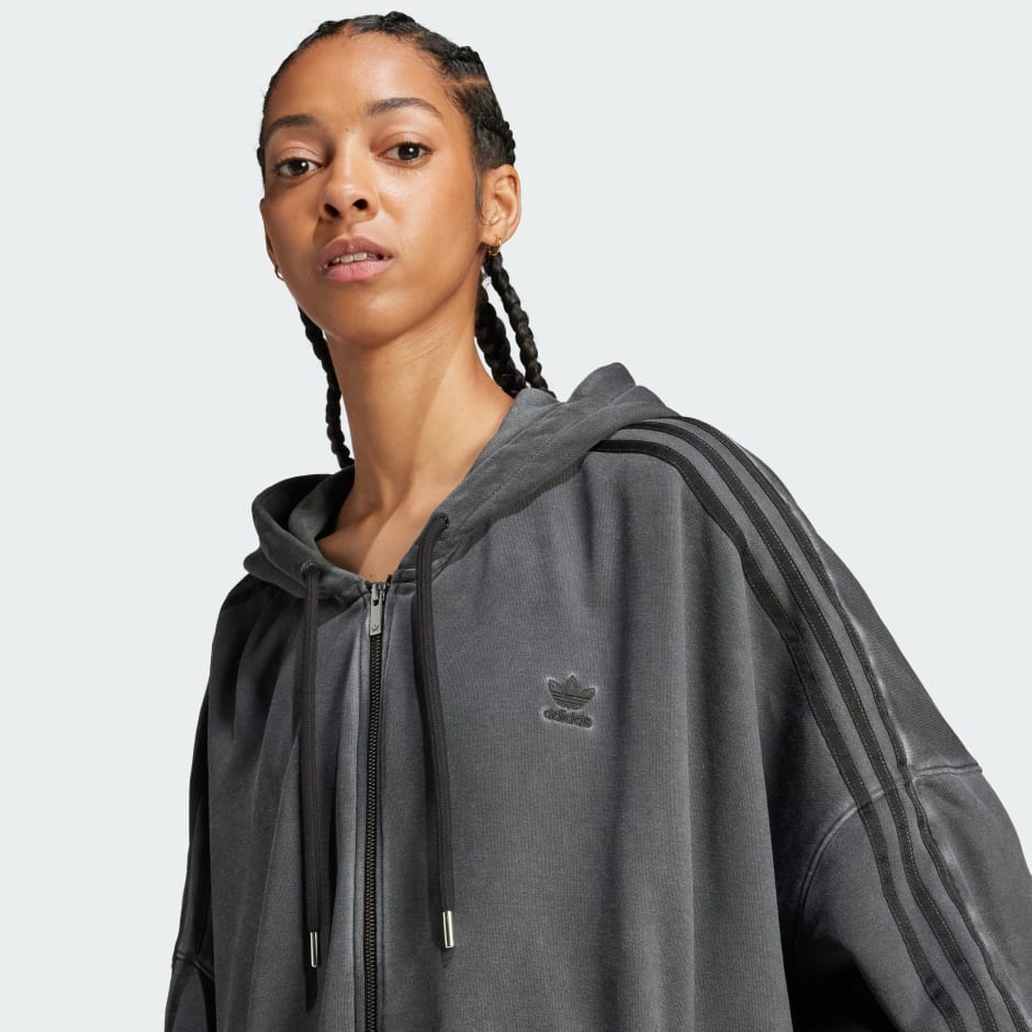【ADIDAS】ADILENIUM 2 WASHED OVERSIZED ZIP-UP HOODIE Adilenium Season 2 Washed Oversized Full-Zip Hoodie (Gender