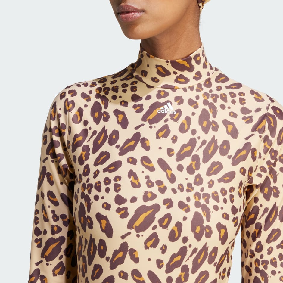 Essentials Animal Print Long Sleeve Swimsuit