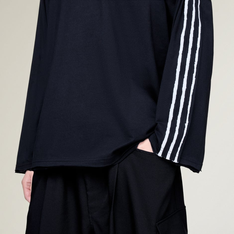 TRICOU CU M&Acirc;NECĂ LUNGĂ Y-3 RAW EDGE 3 STRIPES