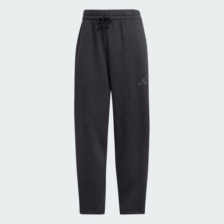 Pantaloni barrel Essentials din lână fleece cu logo contemporan