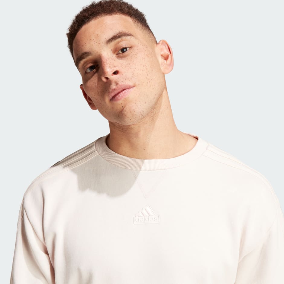 ALL SZN French Terry 3-Stripes Garment Wash Crew Sweatshirt