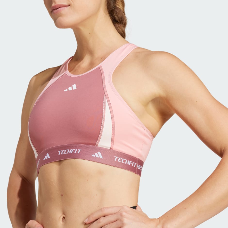 TECHFIT Medium-Support High-Neck Colorblock Bra