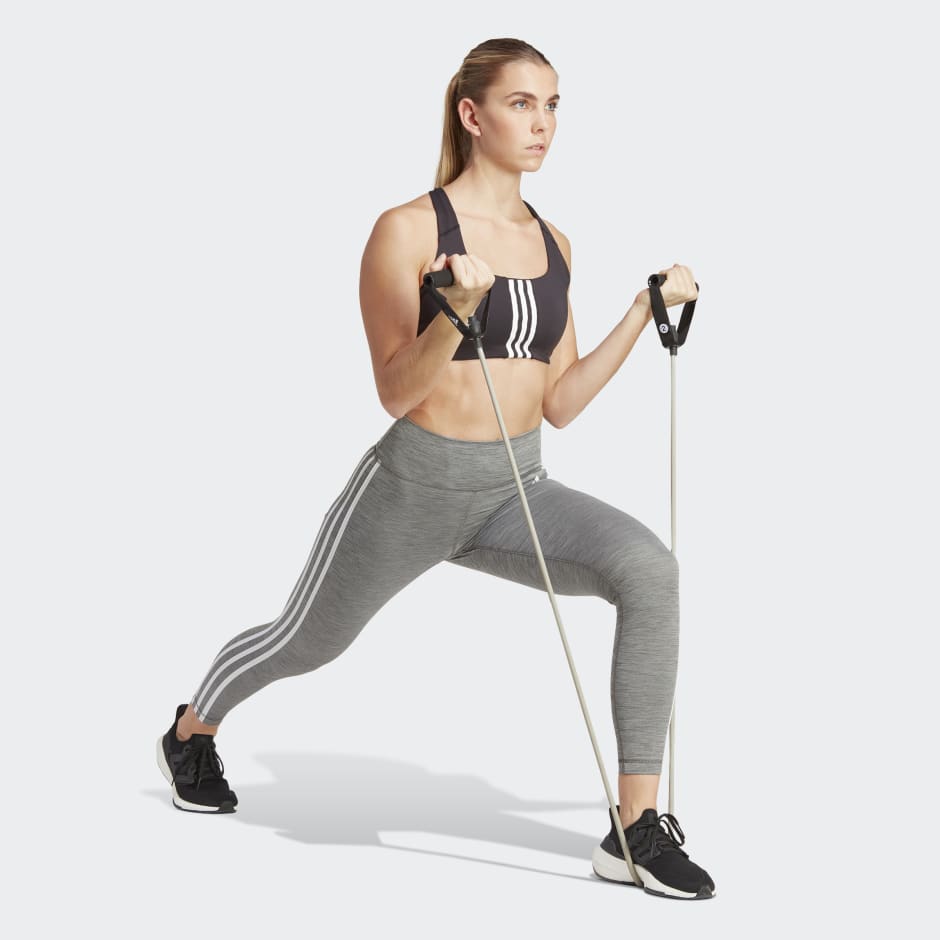 adidas Train Essentials 3-Stripes High-Waisted 7/8 Leggings - Grey ...