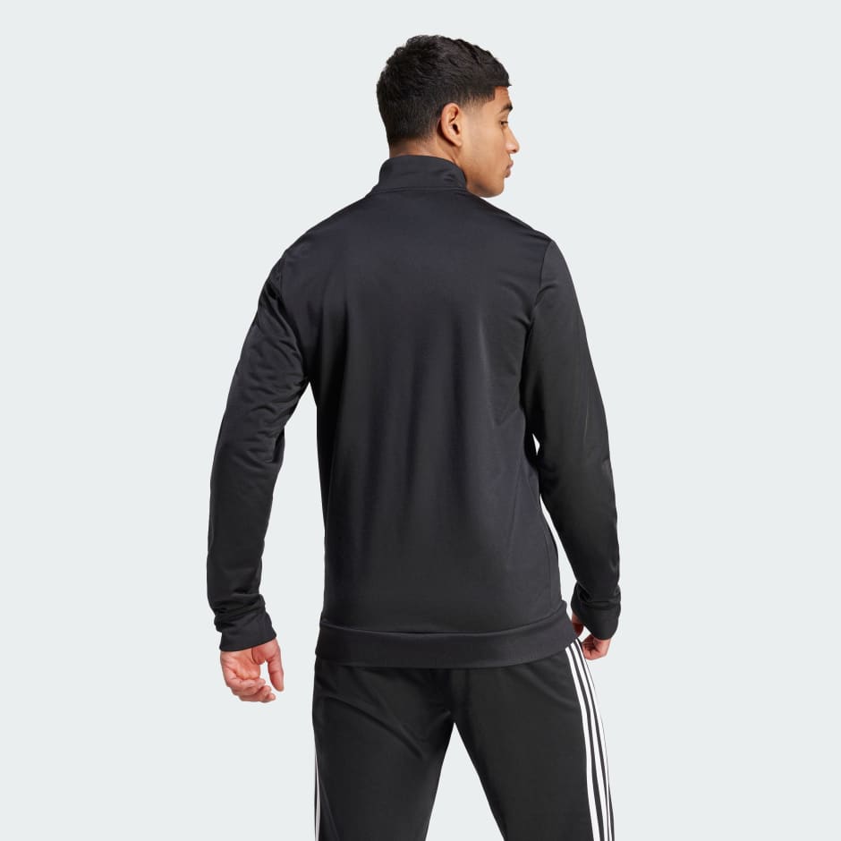 adidas Essentials Warm-Up 3-Stripes Track Jacket - Black | adidas UAE