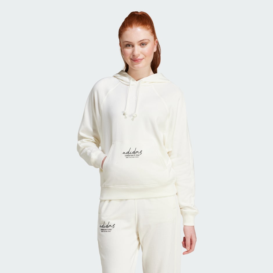Adidas Signature Graphic Embroidery French Terry Loose Hoodie